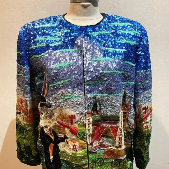 RARE Vintage Jeanette Kastenberg Beaded Sequin Bugs Bunny Jacket c1990s - Picture 8 of 16